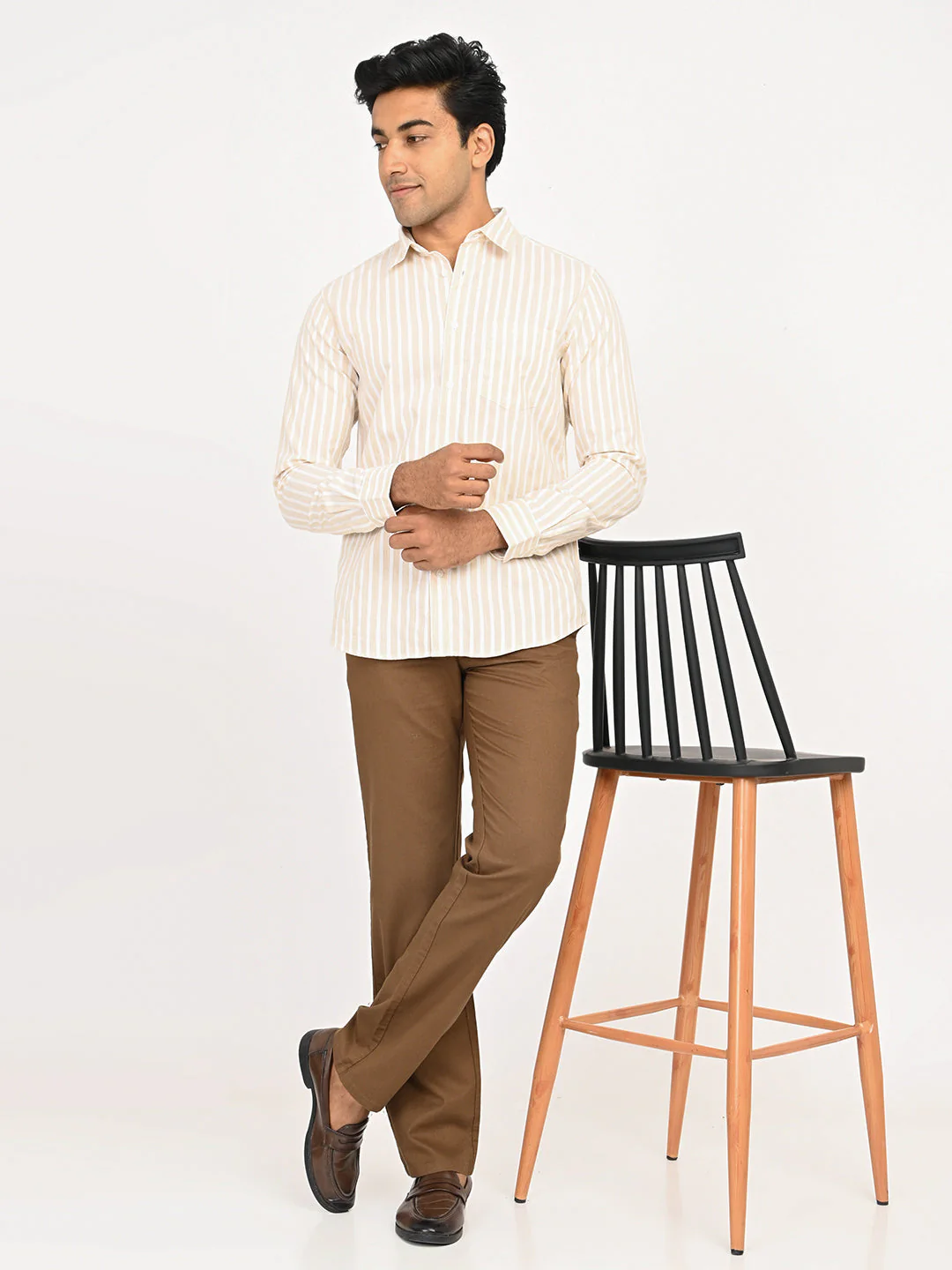 Men's Striped Full Sleeves Cotton Blend Shirt - Image 5