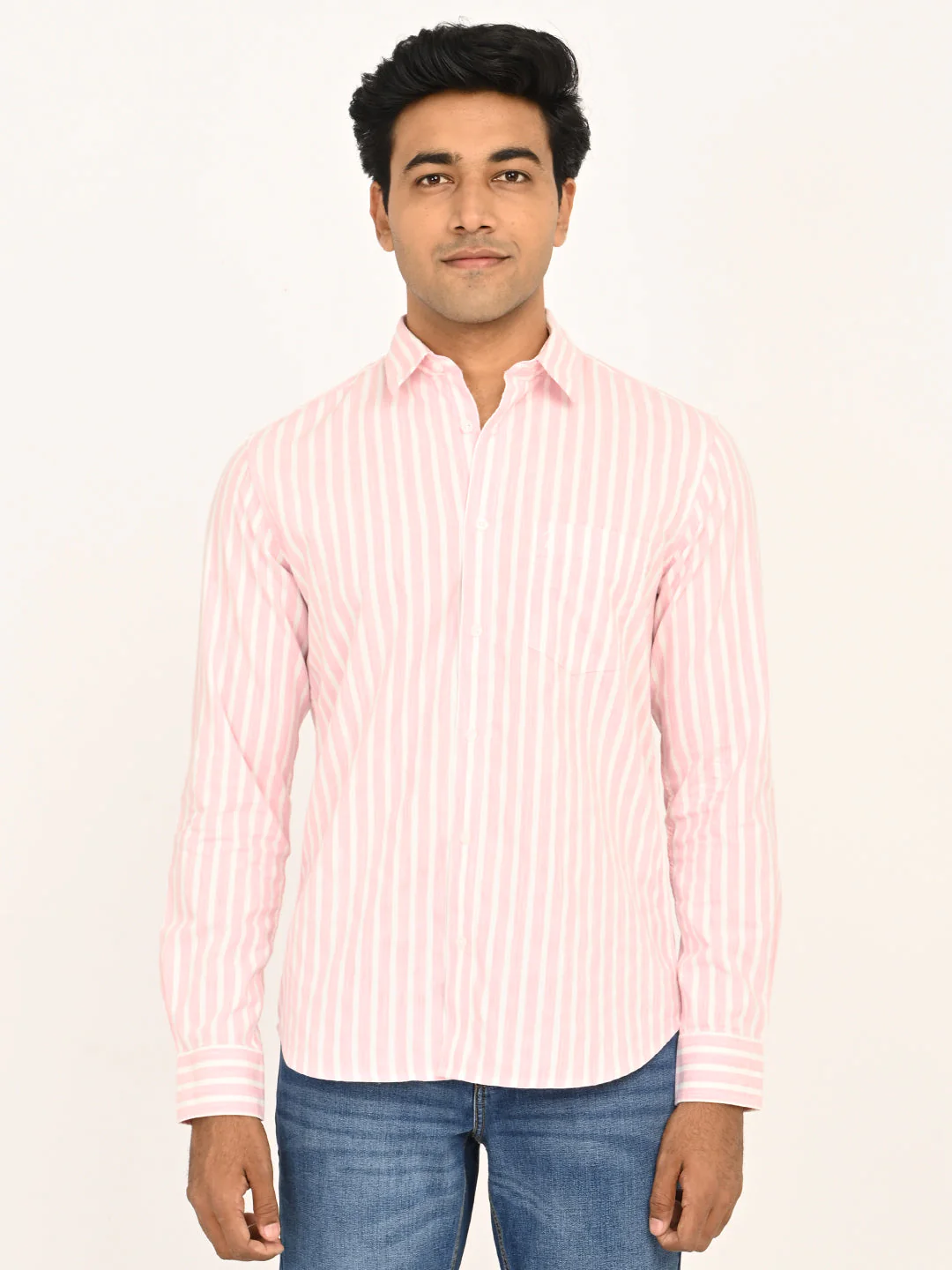 Men's Striped Full Sleeves Cotton Blend Shirt - Image 7