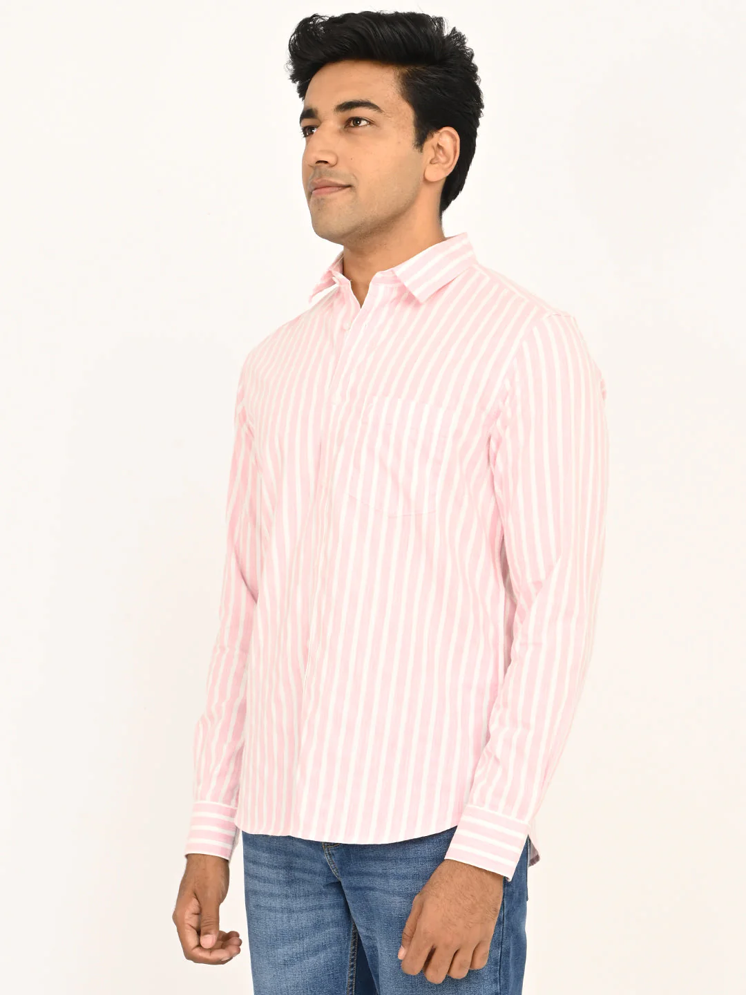 Men's Striped Full Sleeves Cotton Blend Shirt - Image 8