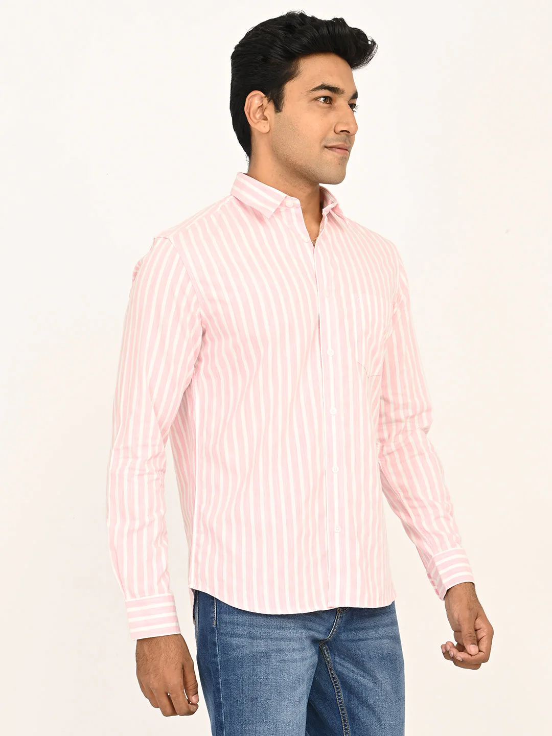 Men's Striped Full Sleeves Cotton Blend Shirt - Image 9
