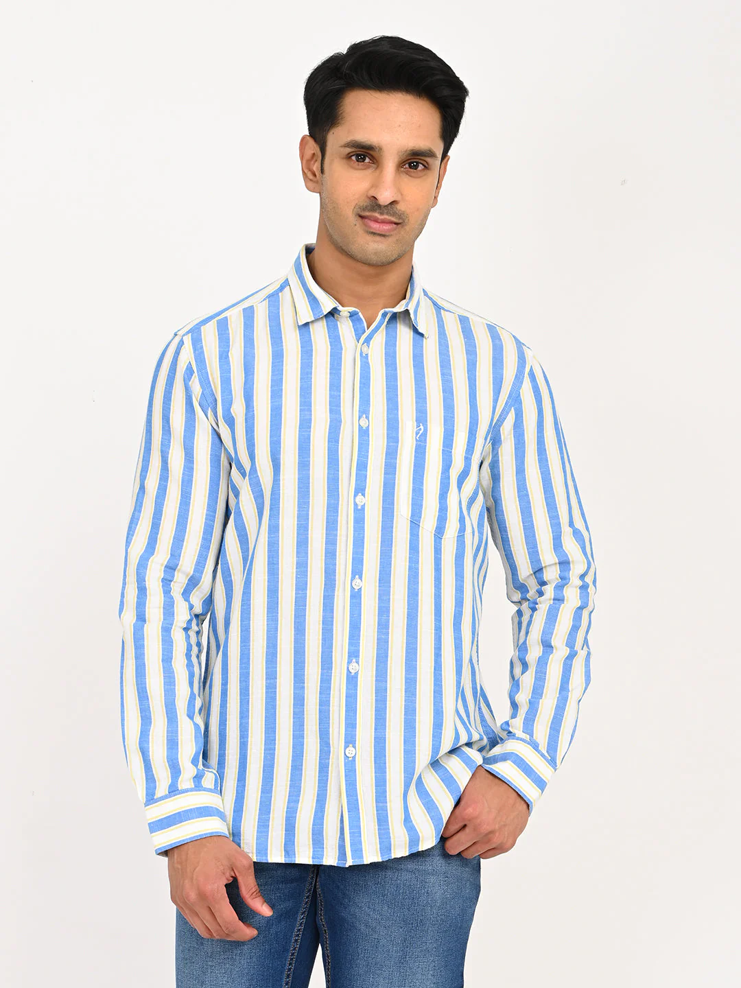 Men's Striped Full Sleeves Cotton Blend Shirt
