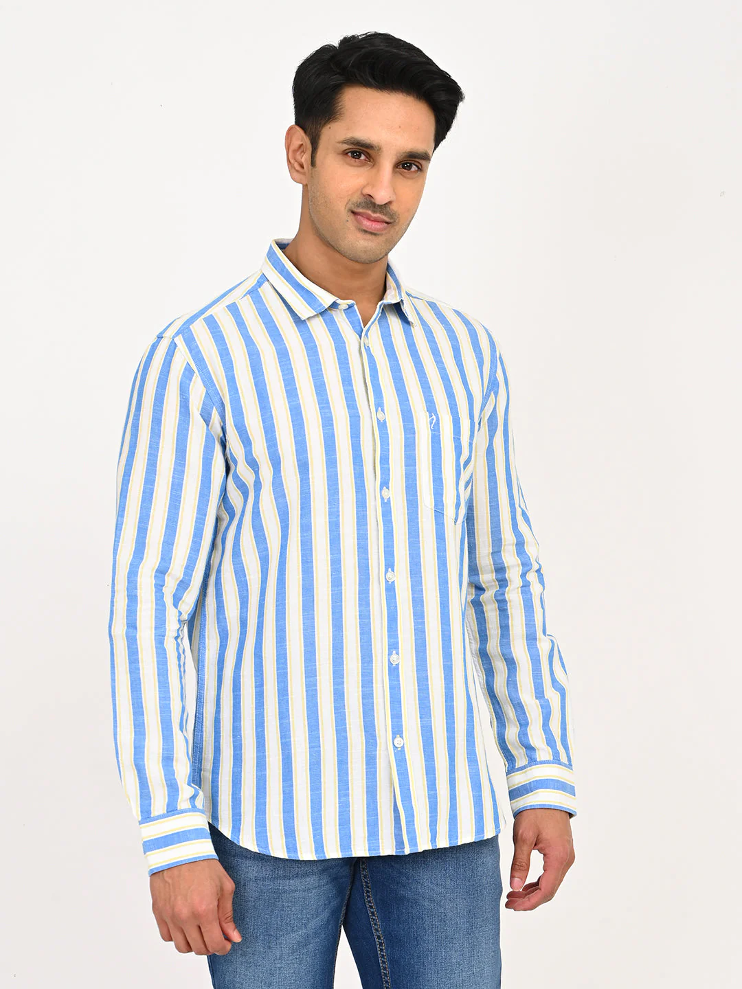 Men's Striped Full Sleeves Cotton Blend Shirt - Image 3