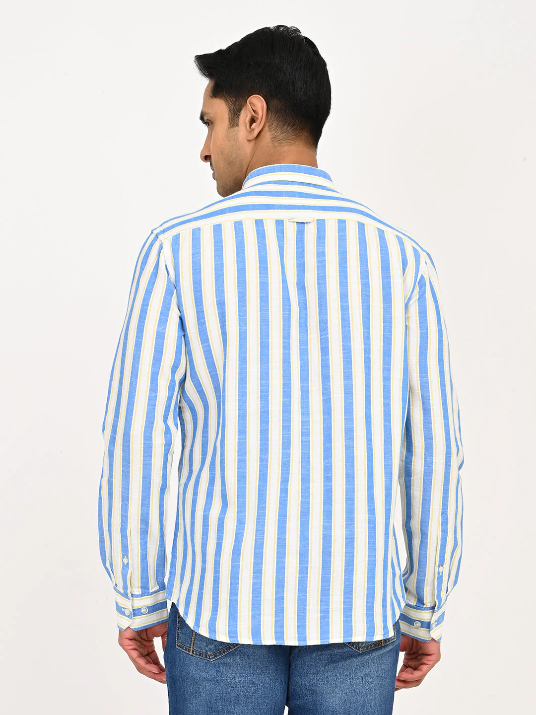 Men's Striped Full Sleeves Cotton Blend Shirt - Image 4