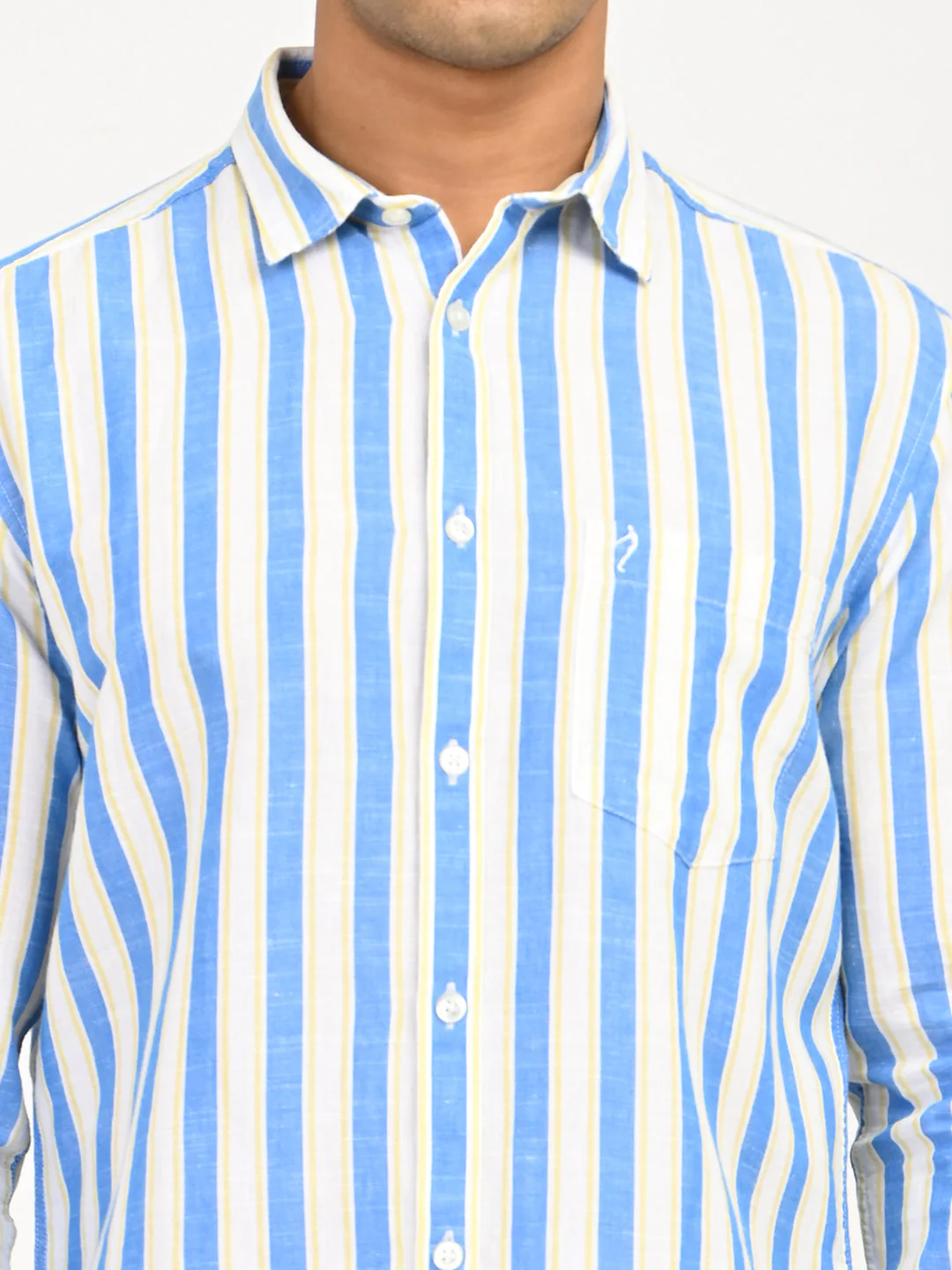 Men's Striped Full Sleeves Cotton Blend Shirt - Image 5