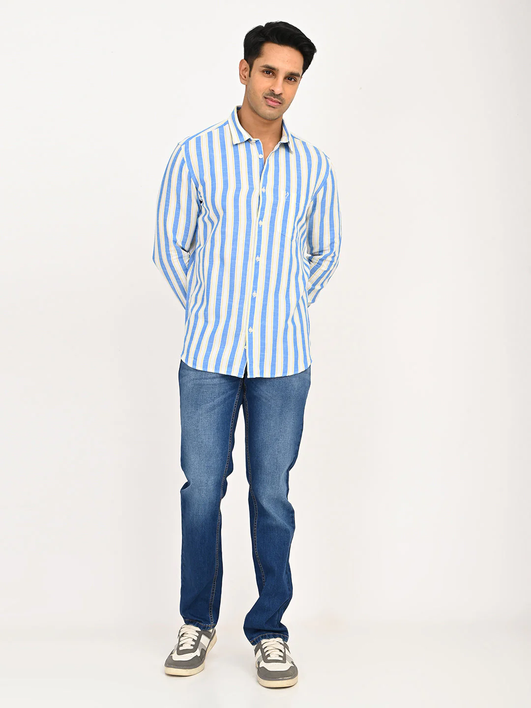 Men's Striped Full Sleeves Cotton Blend Shirt - Image 6