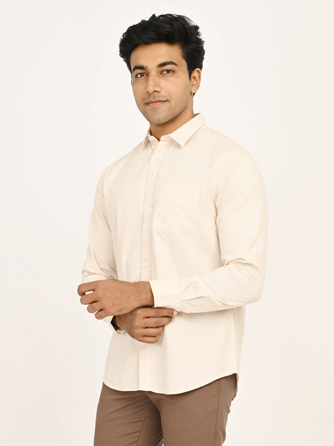 Men's Striped Full Sleeves Cotton Blend Shirt - Image 2