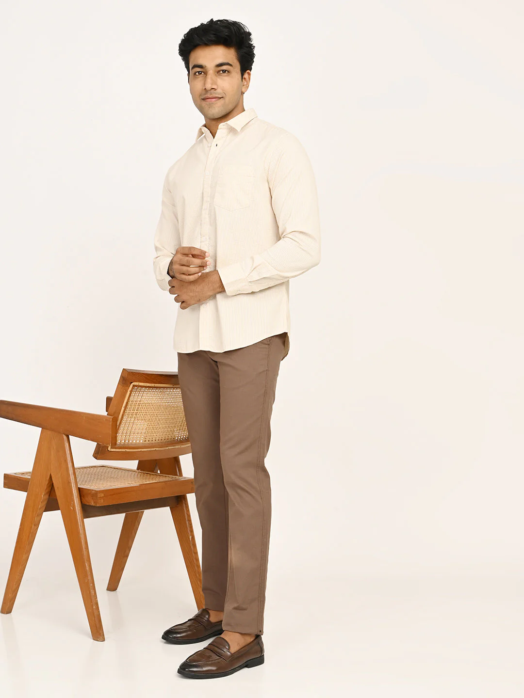 Men's Striped Full Sleeves Cotton Blend Shirt - Image 5