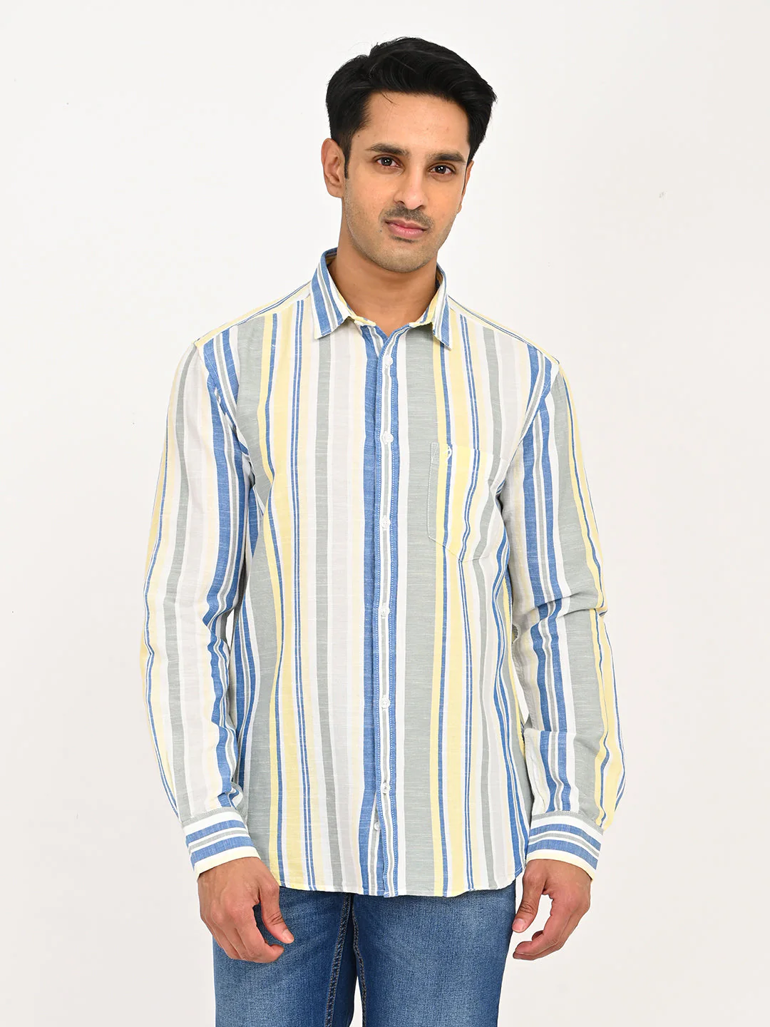 Men's Striped Full Sleeves Cotton Blend Shirt
