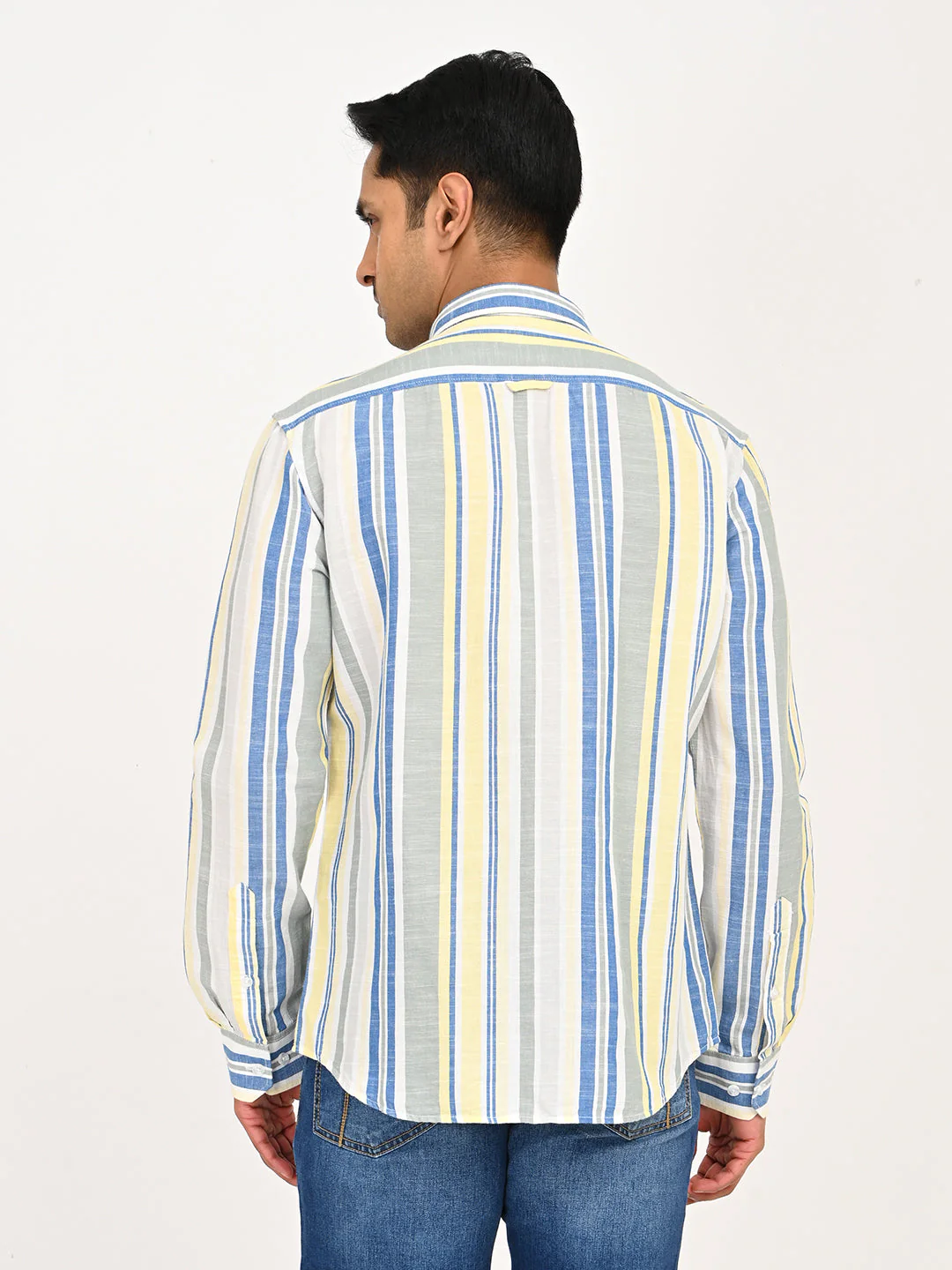 Men's Striped Full Sleeves Cotton Blend Shirt - Image 4