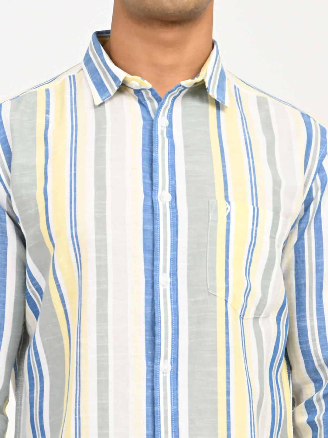 Men's Striped Full Sleeves Cotton Blend Shirt - Image 5