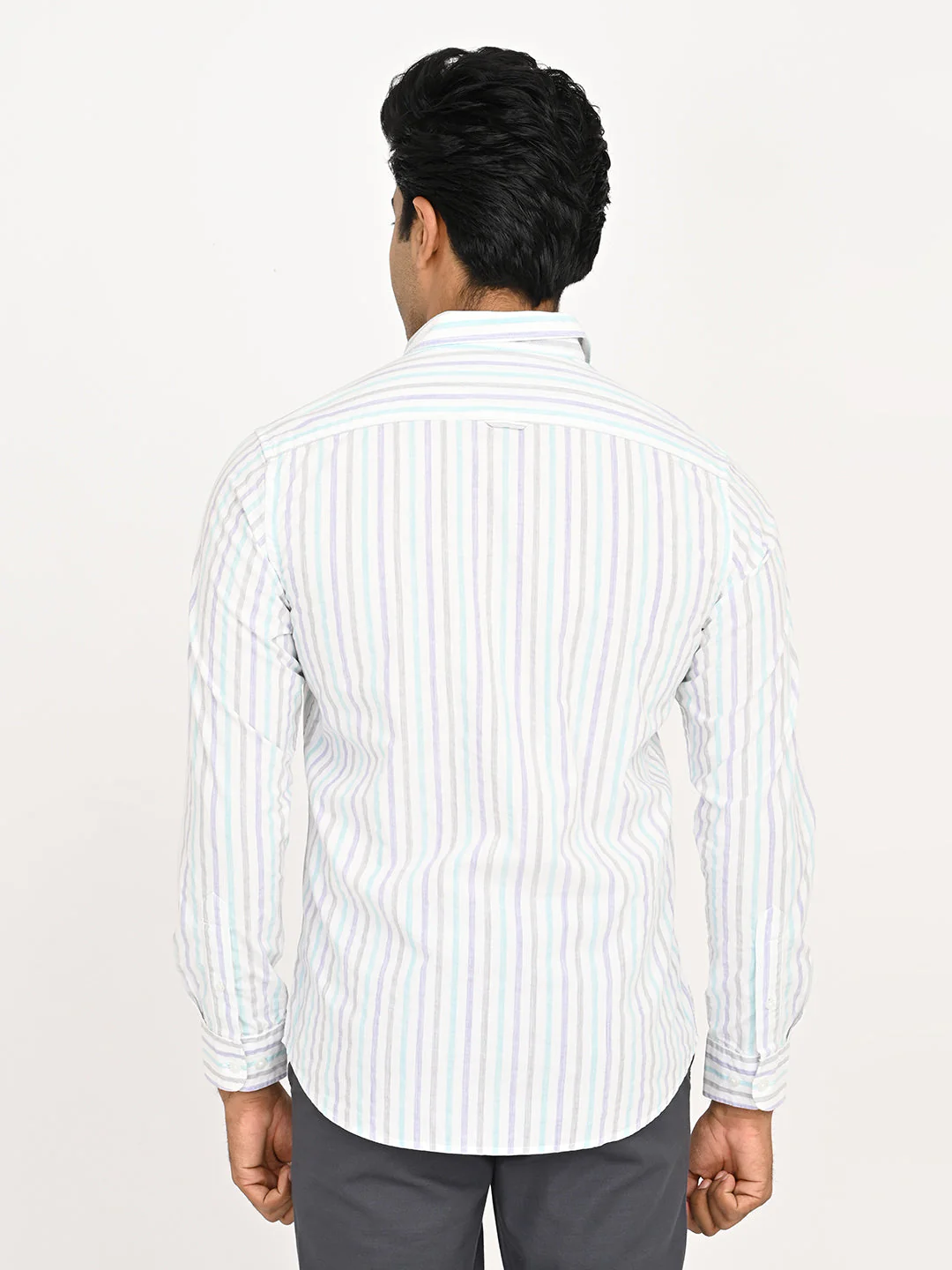 Men's Striped Full Sleeves Cotton Blend Shirt - Image 4