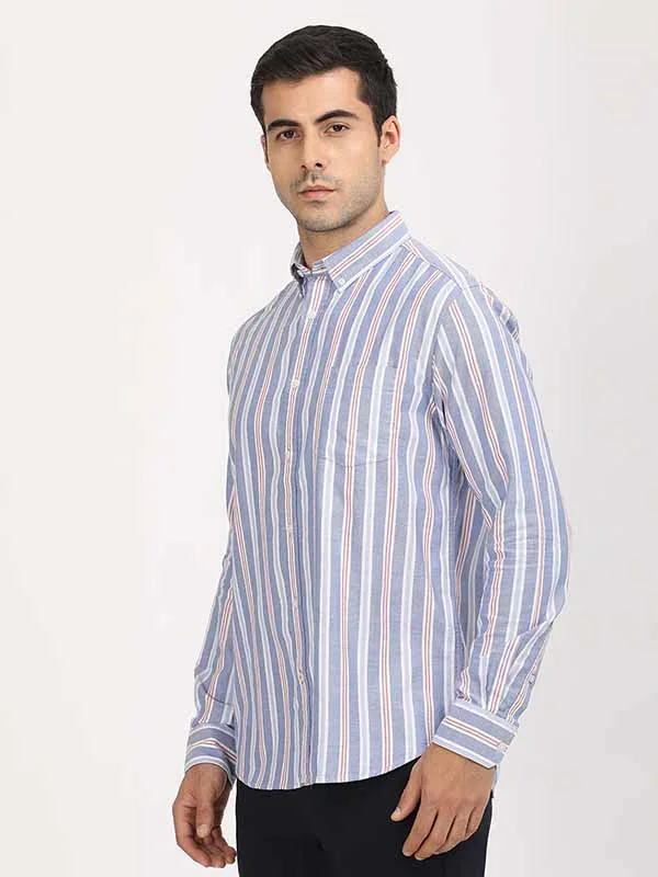 Men's Striped Full Sleeves Cotton Shirt