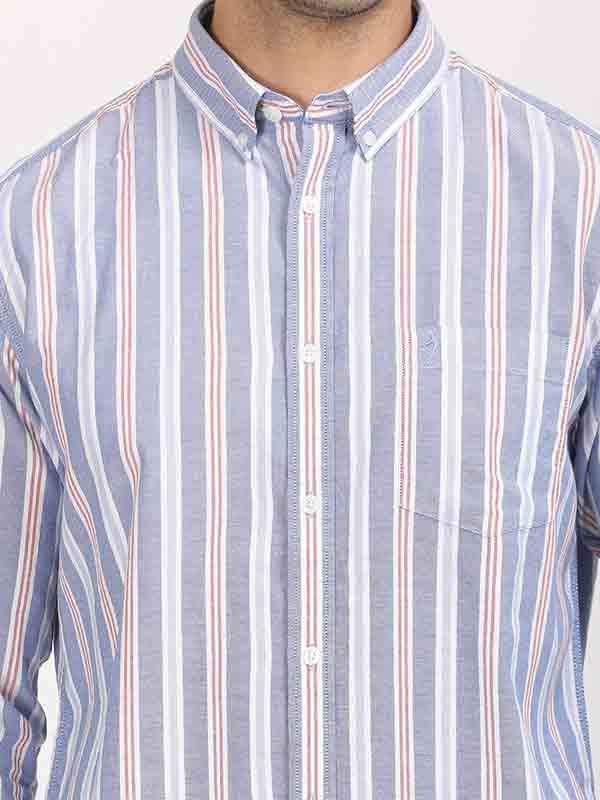 Men's Striped Full Sleeves Cotton Shirt - Image 2
