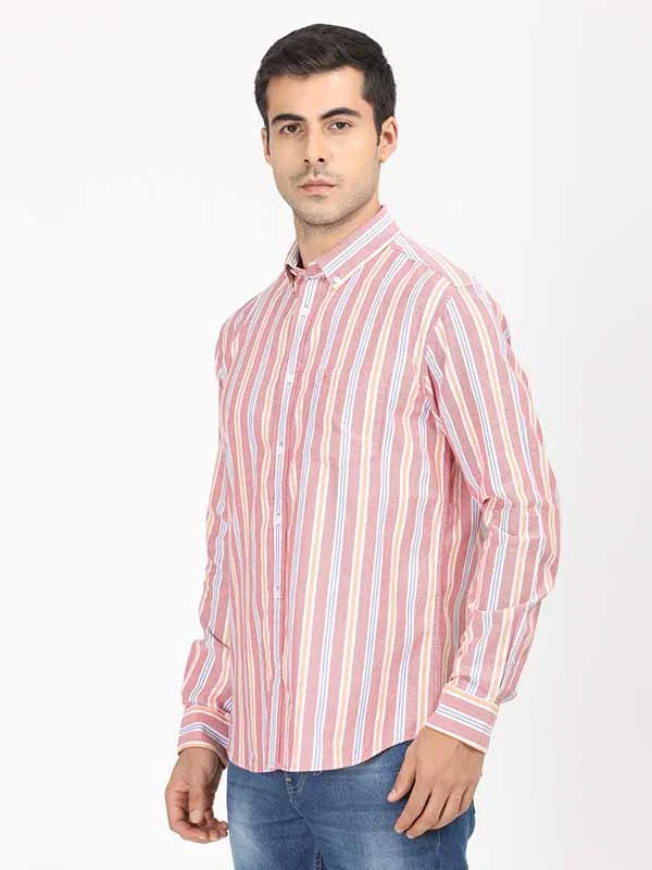 Men's Striped Full Sleeves Cotton Shirt - Image 6