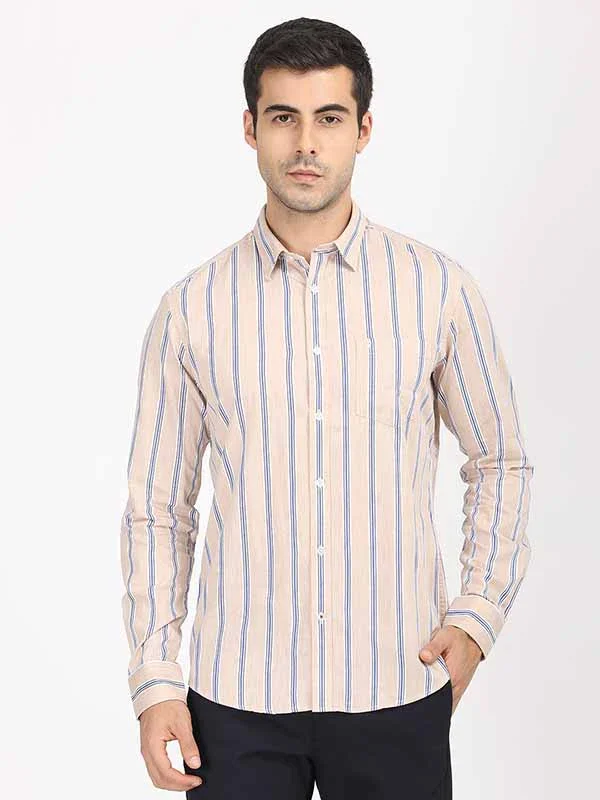Men's Striped Full Sleeves Cotton Shirt