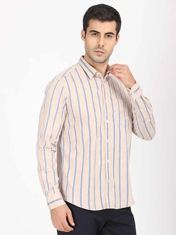 Men's Striped Full Sleeves Cotton Shirt - Image 2
