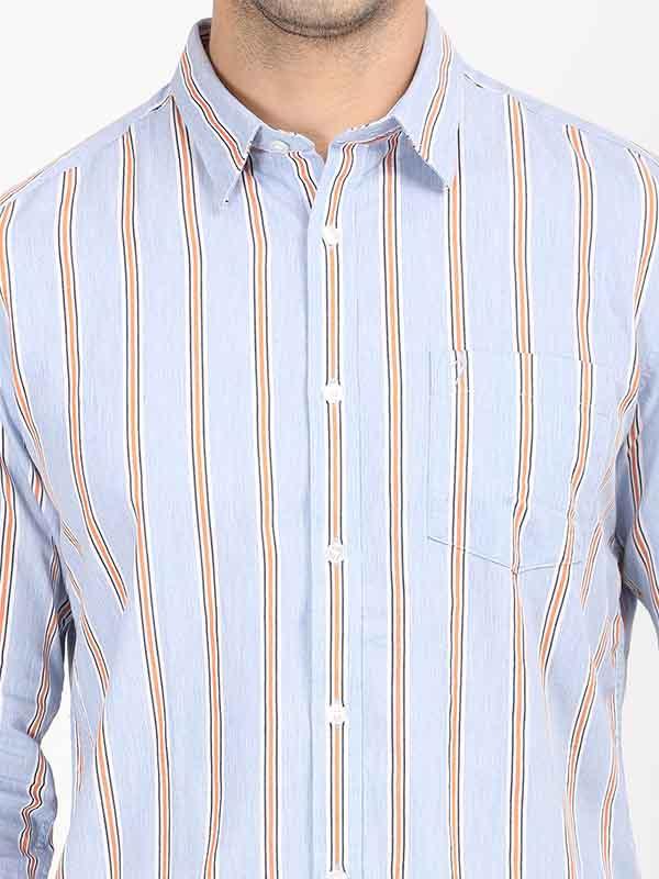 Men's Striped Full Sleeves Cotton Shirt - Image 8