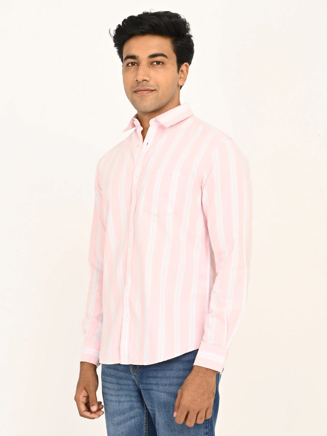 Men's Striped Full Sleeves Cotton Shirt - Image 2