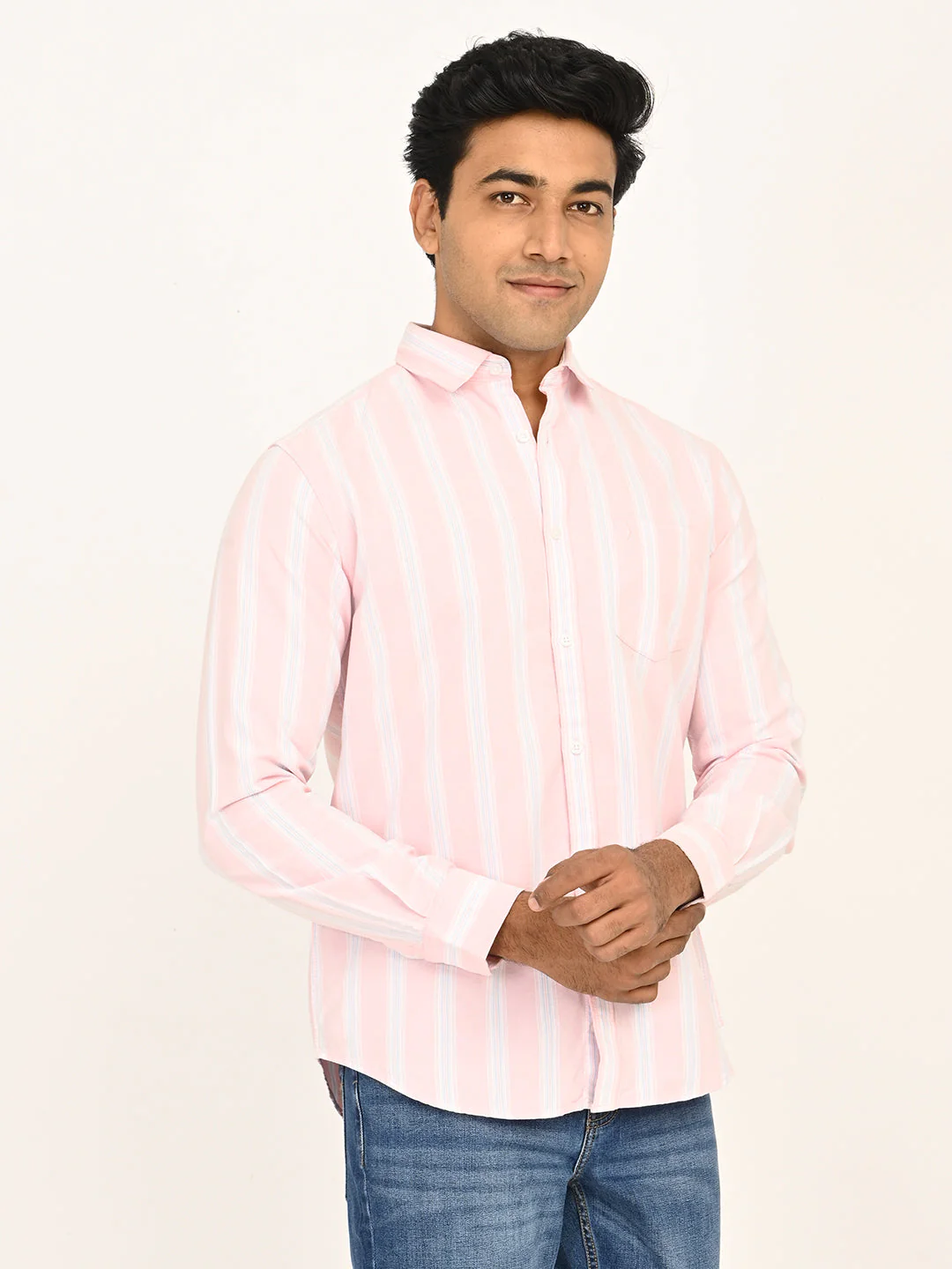 Men's Striped Full Sleeves Cotton Shirt - Image 3