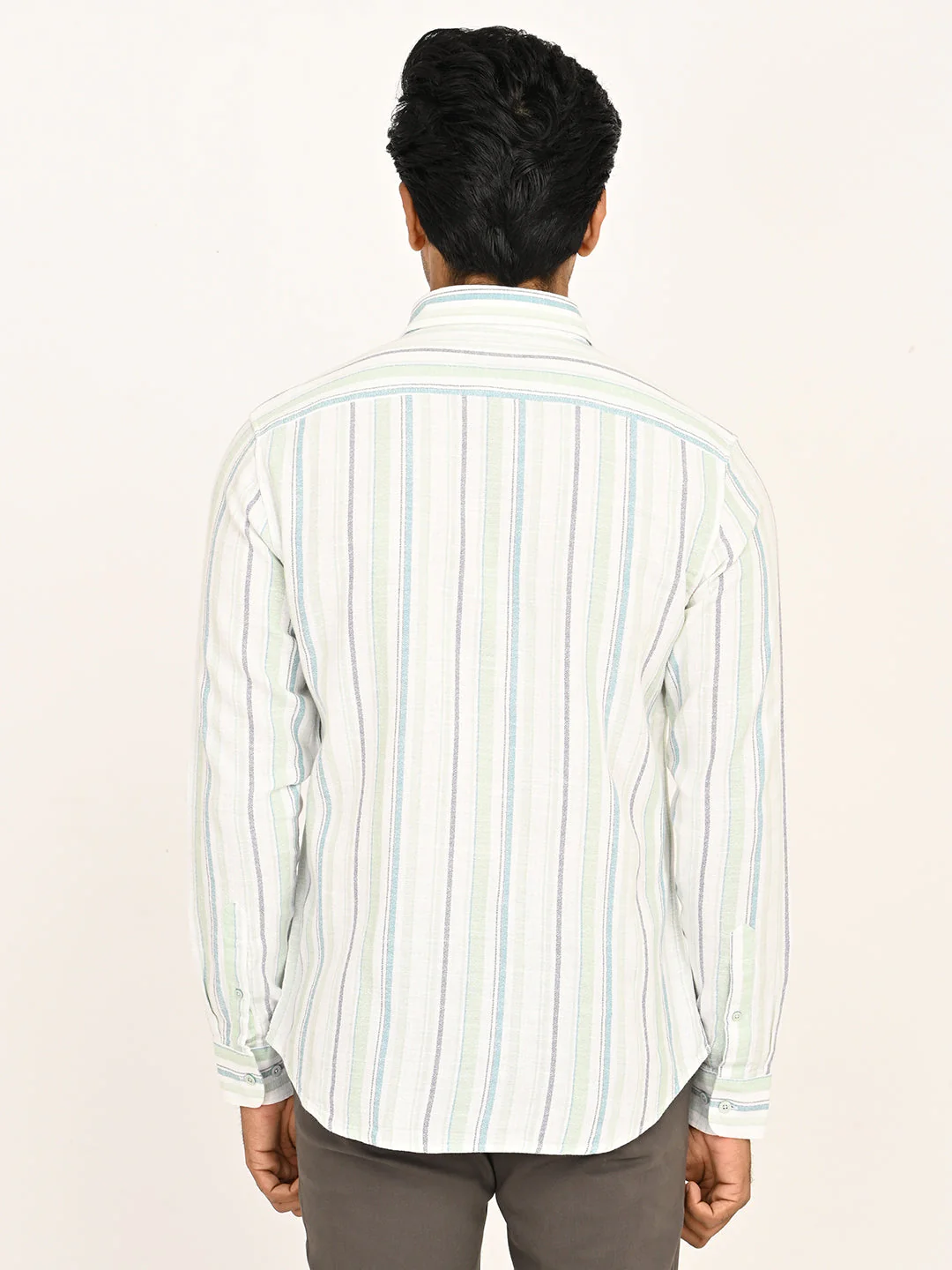 Men's Striped Full Sleeves Cotton Shirt - Image 4