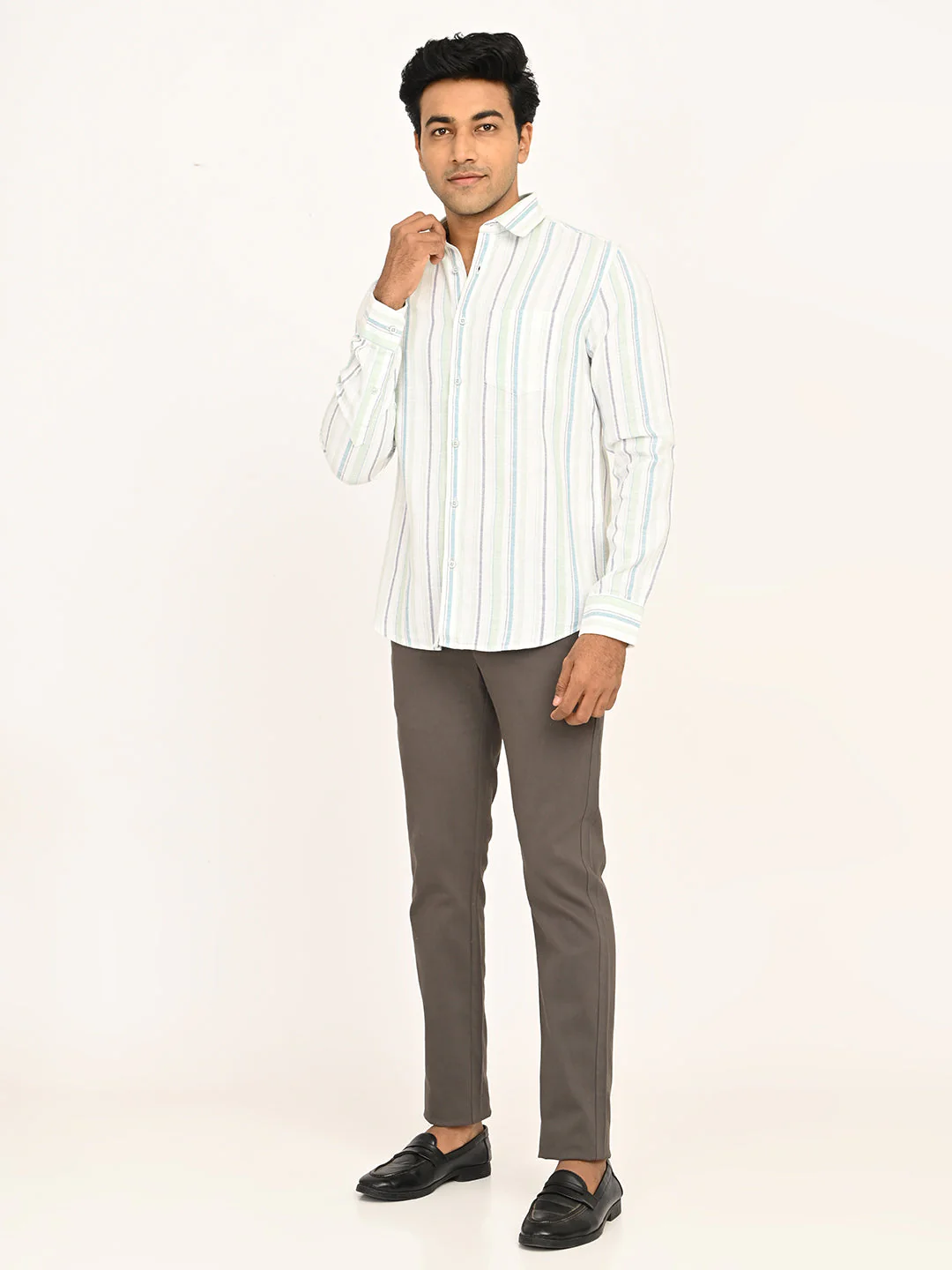 Men's Striped Full Sleeves Cotton Shirt - Image 5