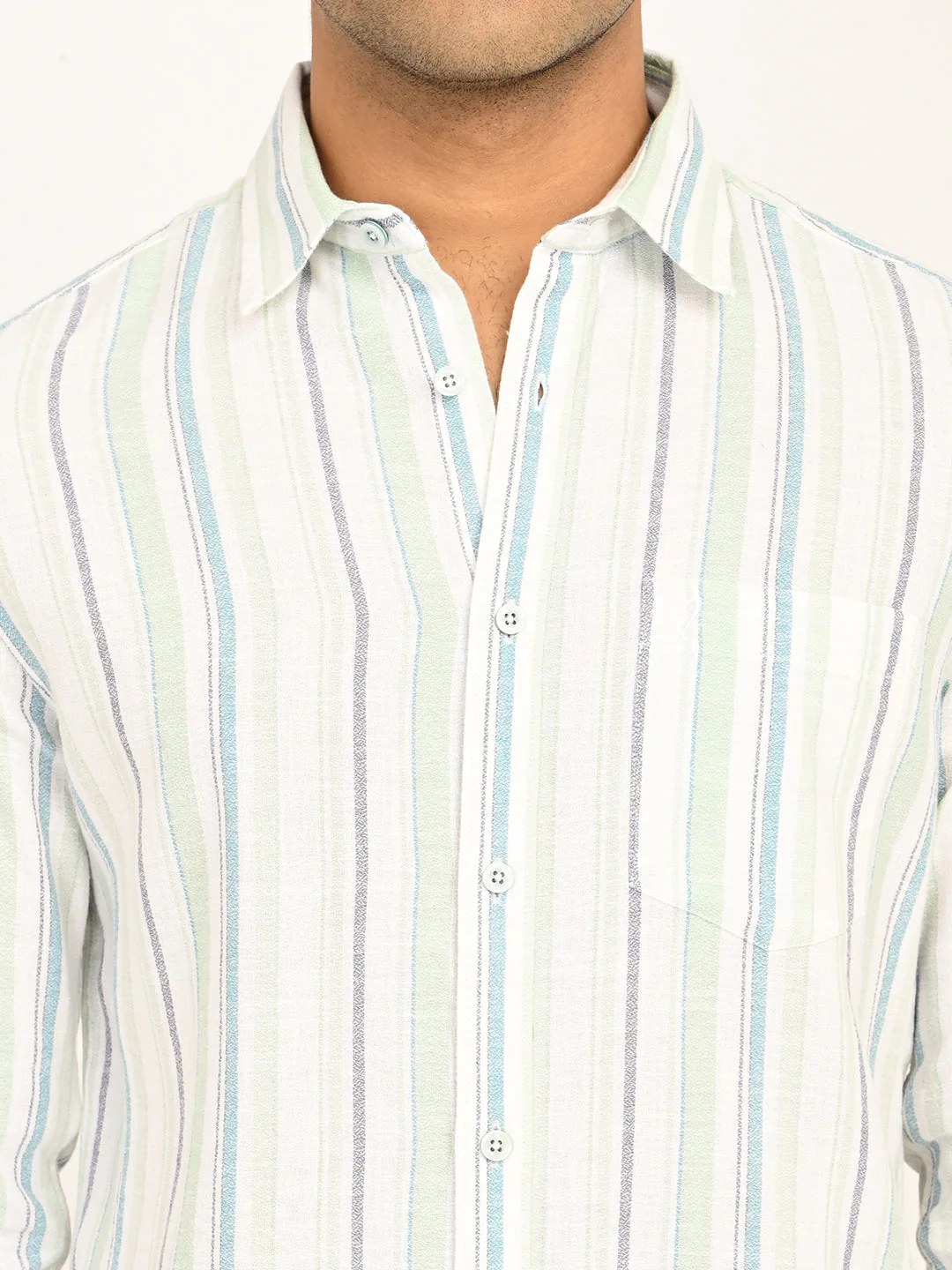 Men's Striped Full Sleeves Cotton Shirt - Image 6