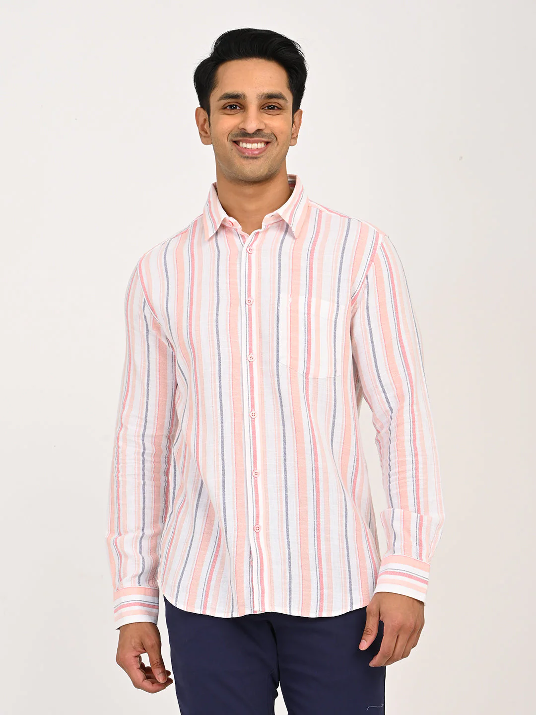 Men's Striped Full Sleeves Cotton Shirt - Image 7