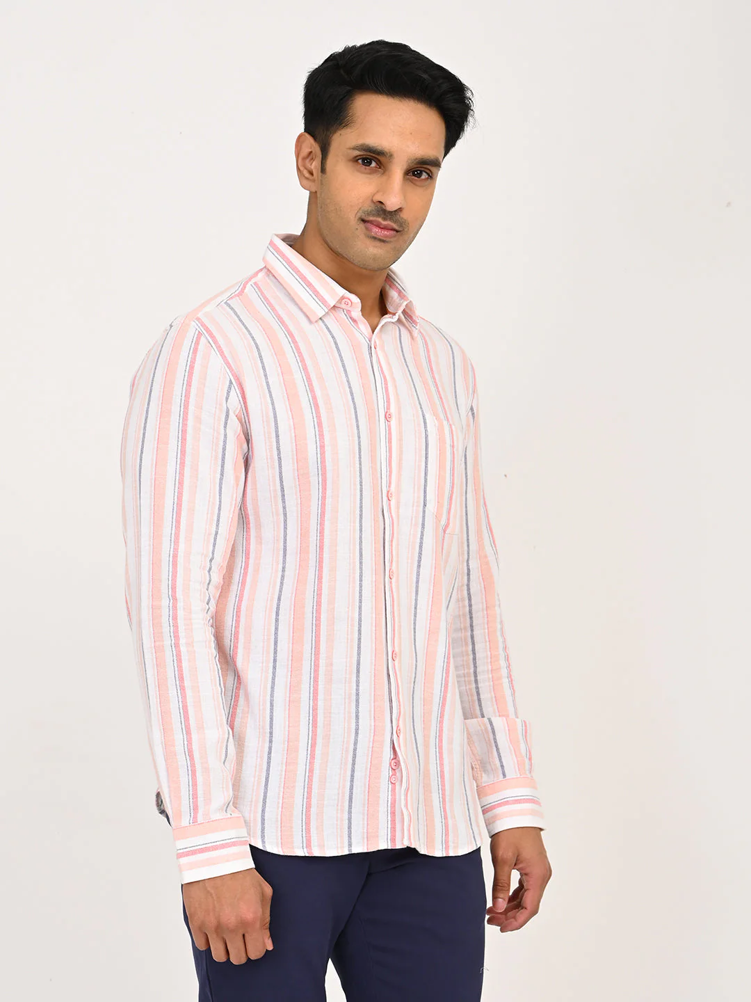 Men's Striped Full Sleeves Cotton Shirt - Image 9