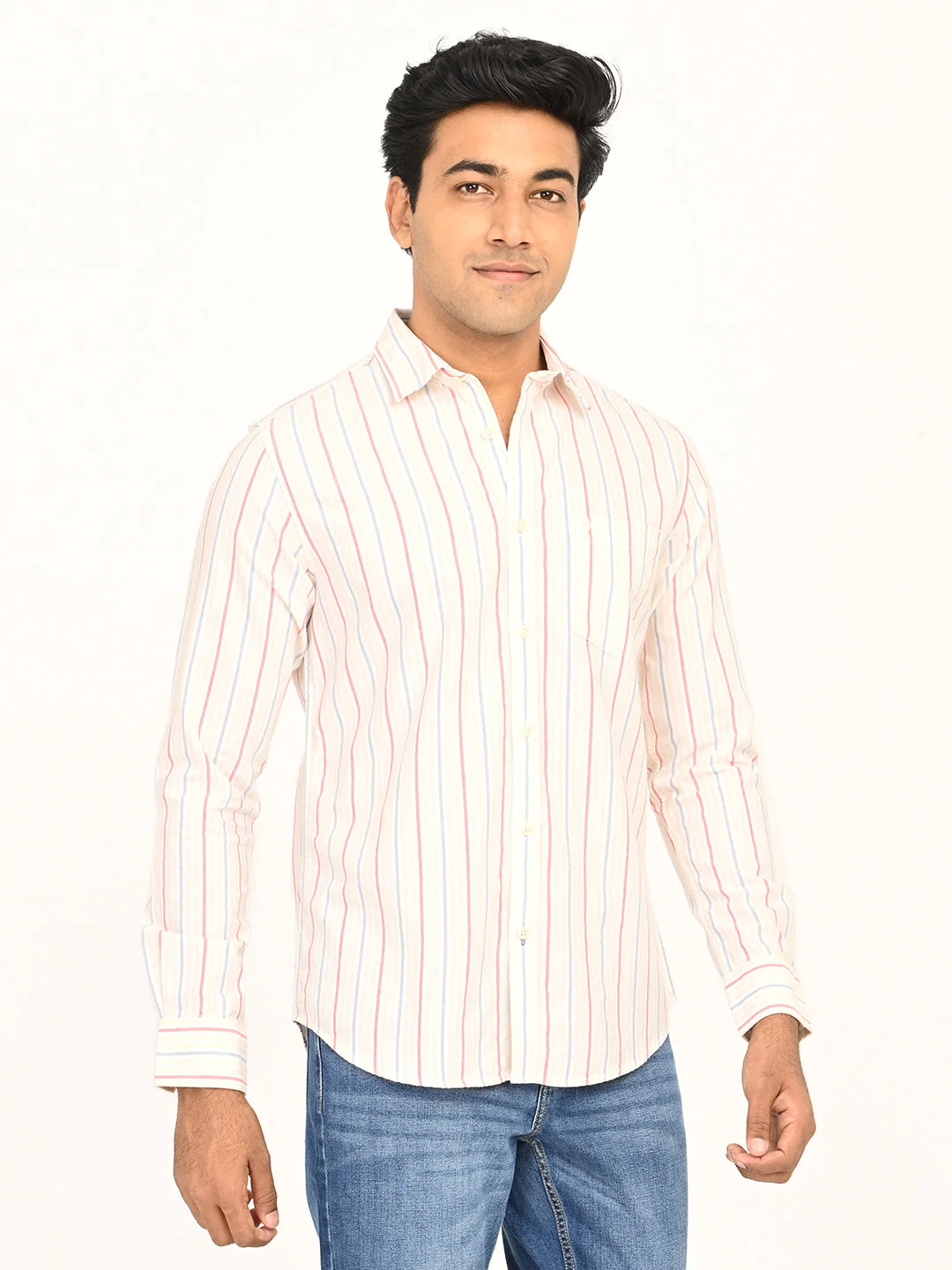 Men's Striped Full Sleeves Cotton Shirt - Image 3