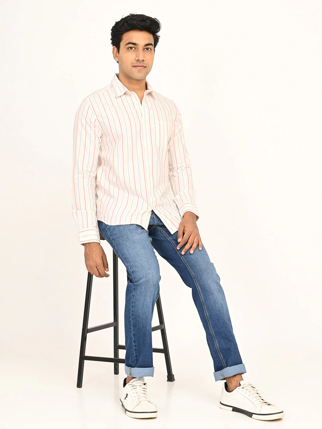 Men's Striped Full Sleeves Cotton Shirt - Image 5