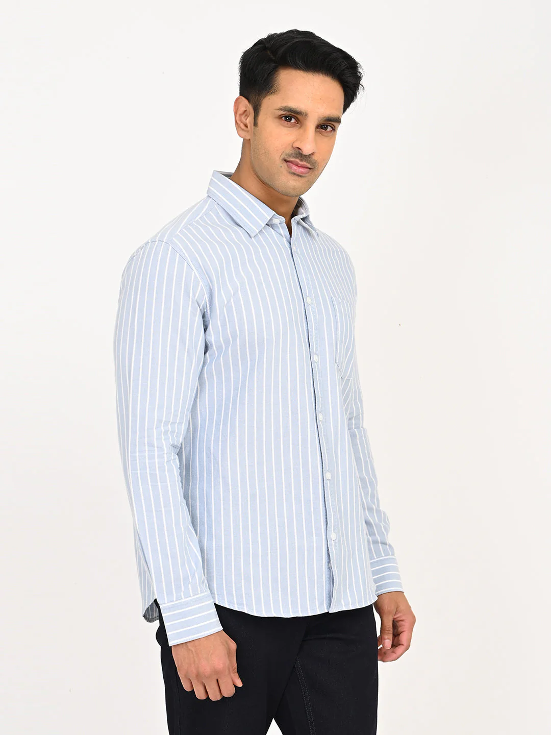 Men's Striped Full Sleeves Cotton Shirt - Image 3