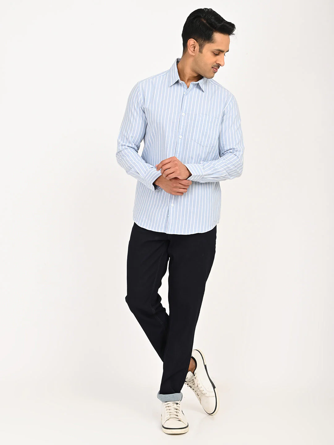 Men's Striped Full Sleeves Cotton Shirt - Image 6