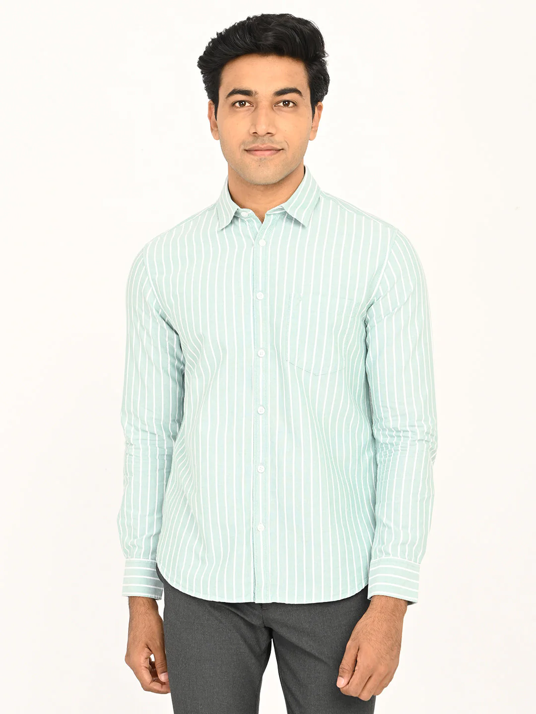 Men's Striped Full Sleeves Cotton Shirt - Image 7
