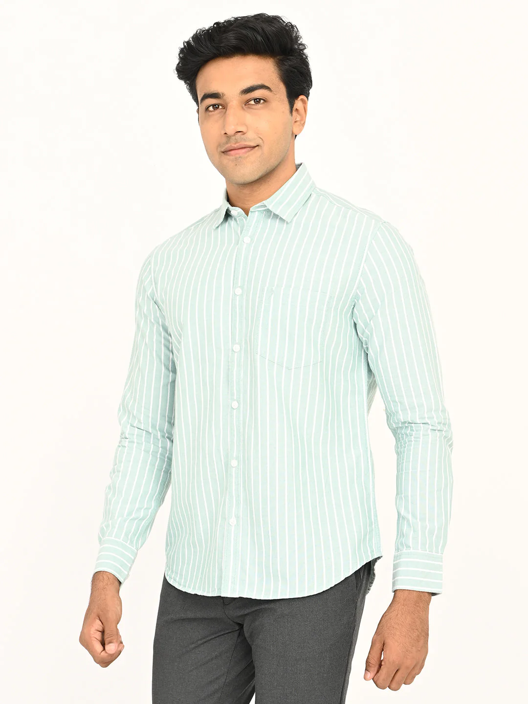 Men's Striped Full Sleeves Cotton Shirt - Image 8