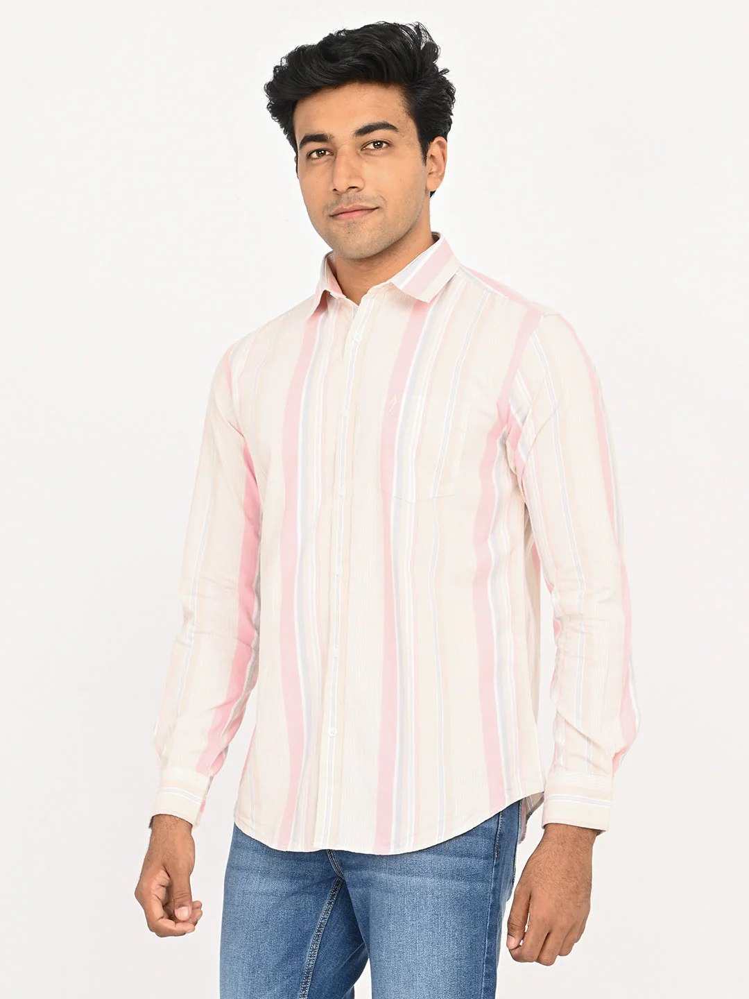 Men's Striped Full Sleeves Cotton Shirt - Image 2