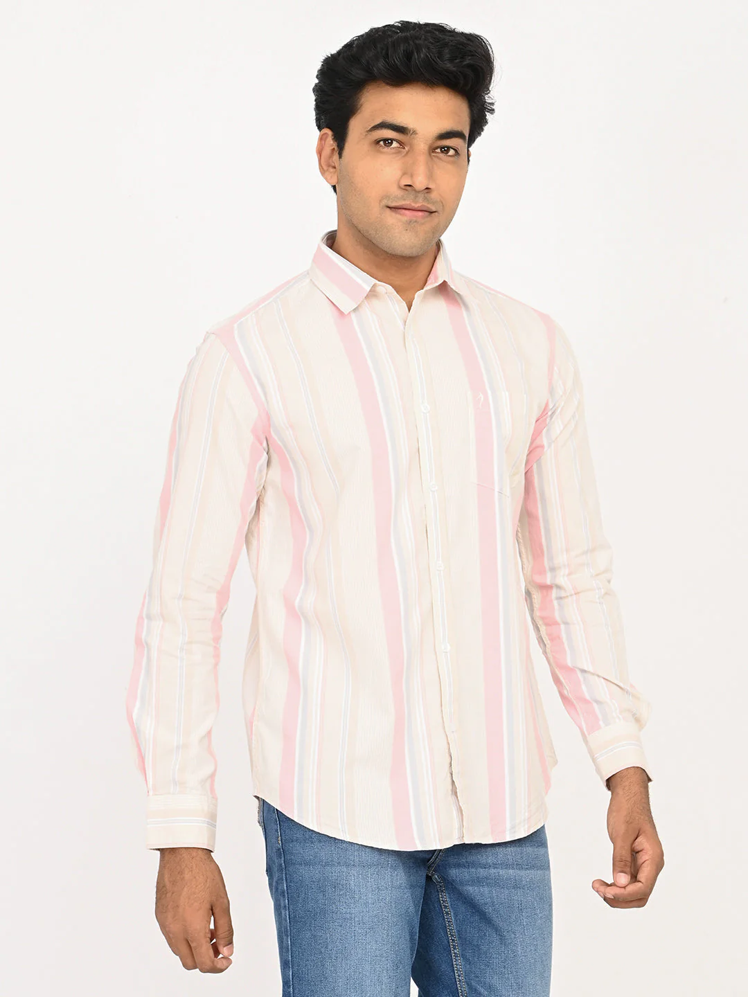 Men's Striped Full Sleeves Cotton Shirt - Image 3