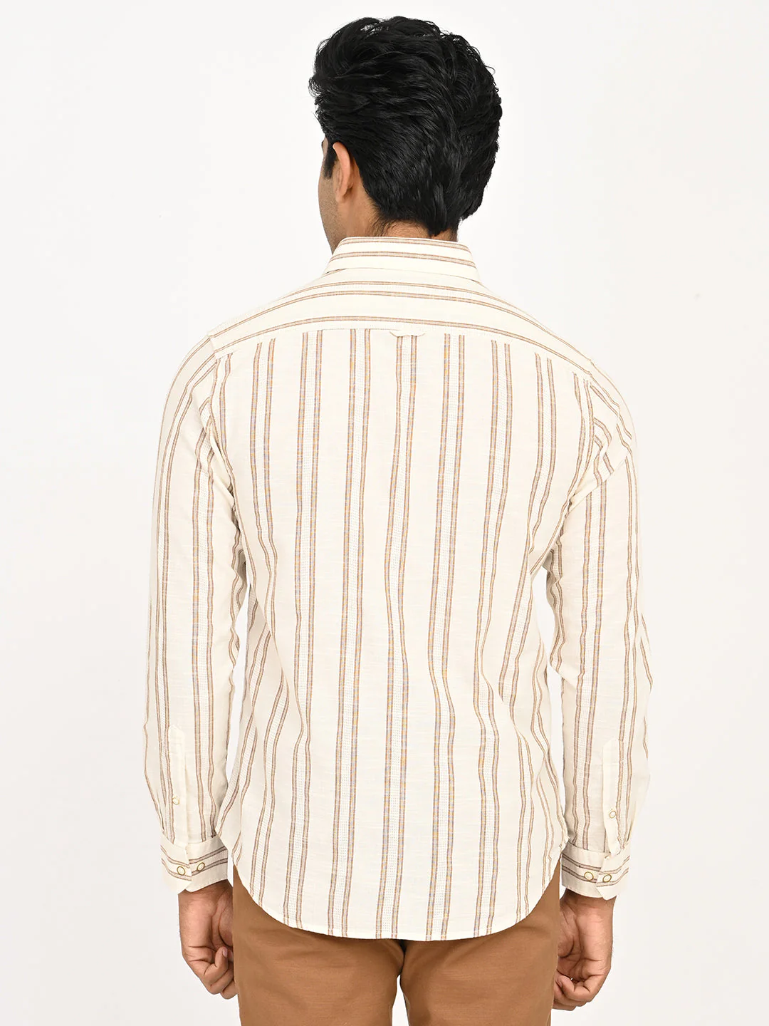 Men's Striped Full Sleeves Cotton Shirt - Image 4