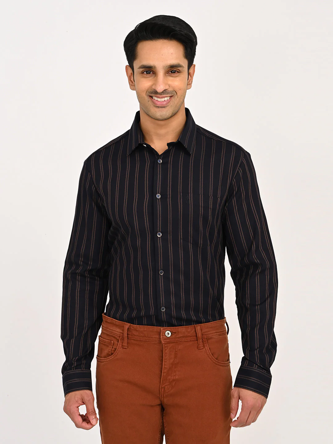 Men's Striped Full Sleeves Cotton Shirt