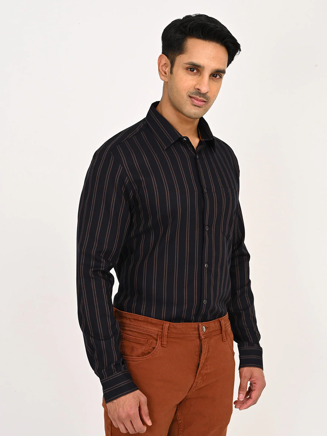 Men's Striped Full Sleeves Cotton Shirt - Image 3