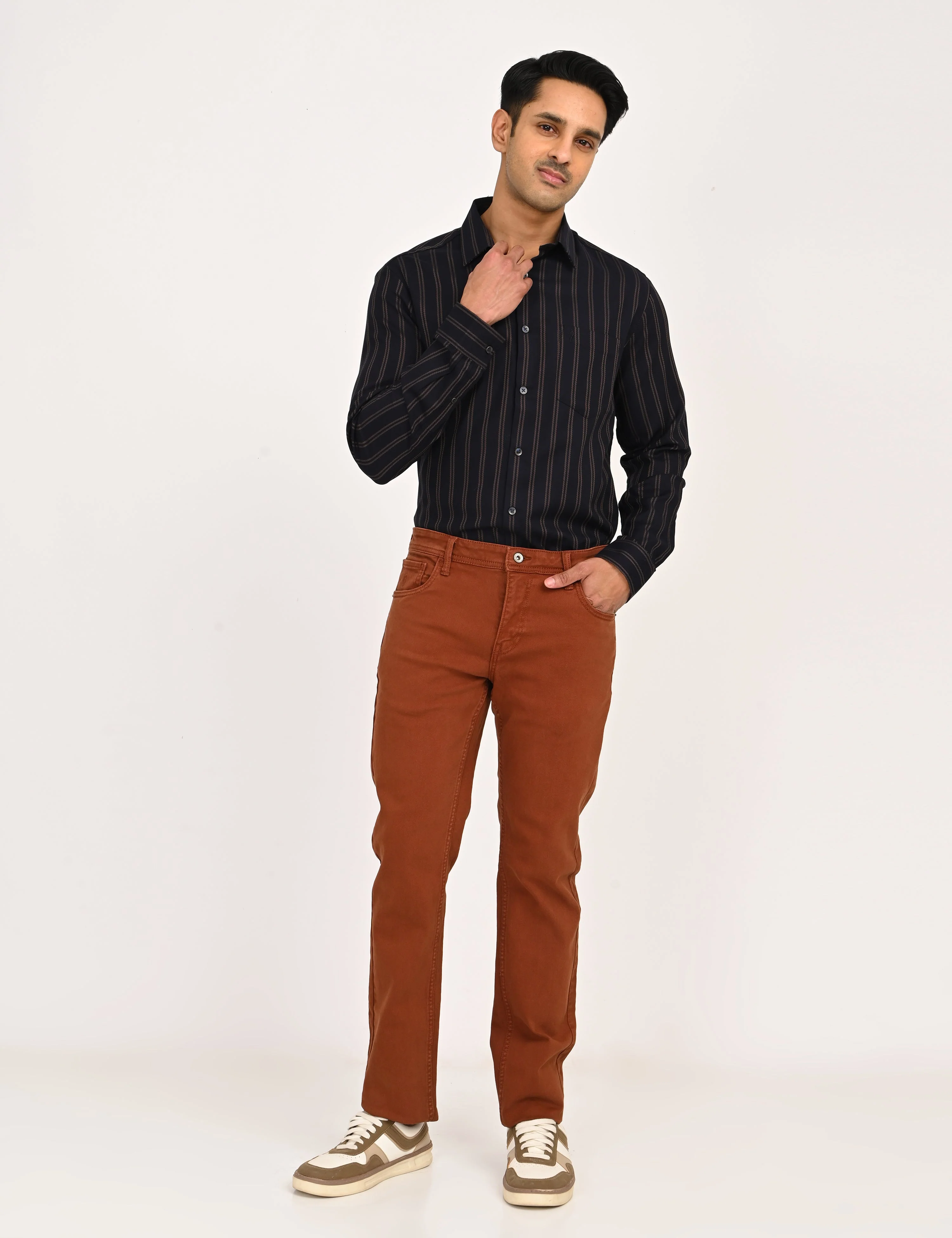 Men's Striped Full Sleeves Cotton Shirt - Image 6