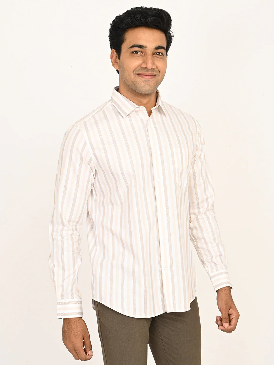 Men's Striped Full Sleeves Cotton Shirt - Image 3