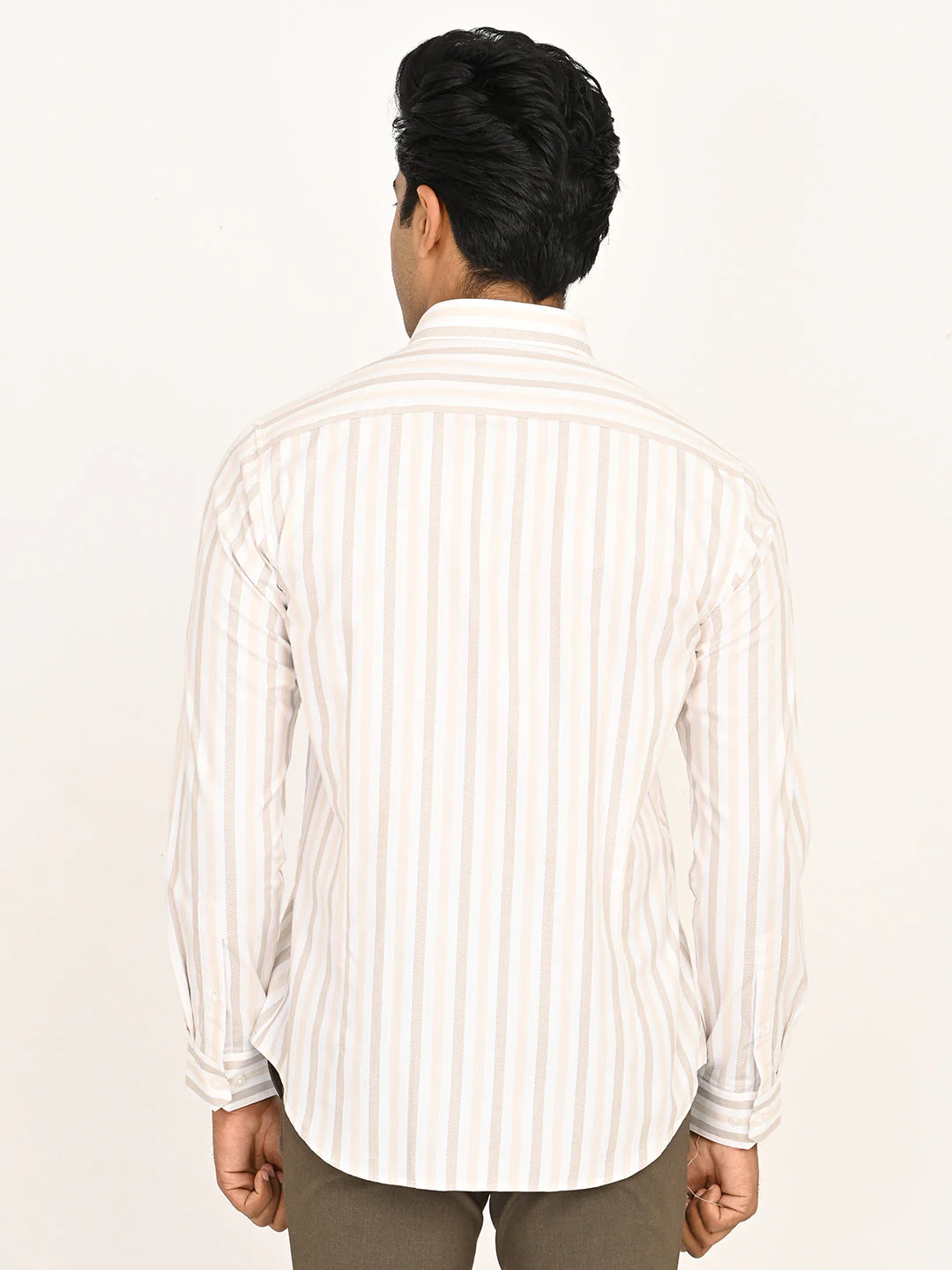 Men's Striped Full Sleeves Cotton Shirt - Image 4