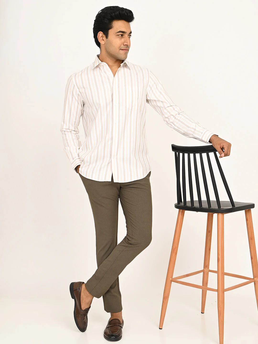 Men's Striped Full Sleeves Cotton Shirt - Image 6
