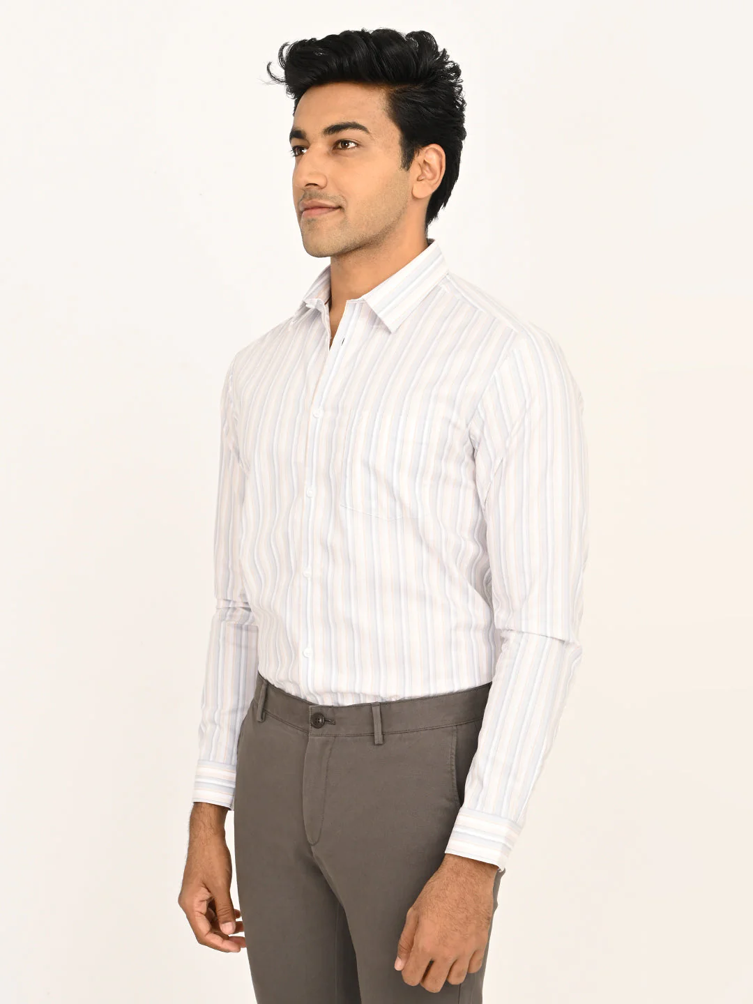 Men's Striped Full Sleeves Cotton Shirt - Image 2