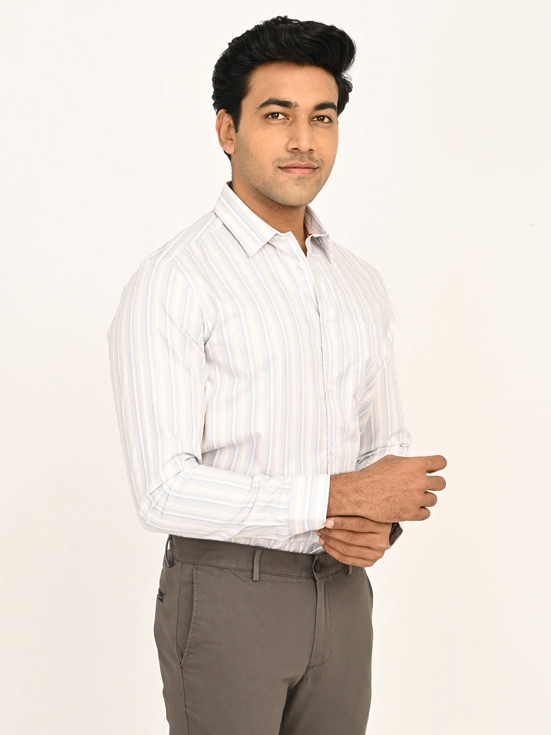 Men's Striped Full Sleeves Cotton Shirt - Image 3