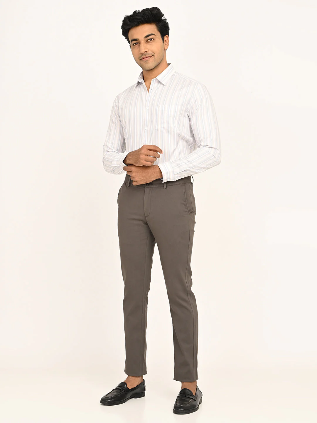 Men's Striped Full Sleeves Cotton Shirt - Image 6
