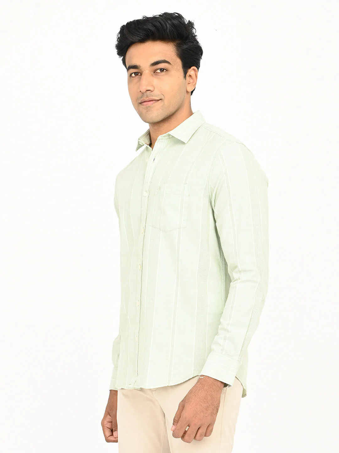 Men's Striped Full Sleeves Cotton Shirt - Image 2