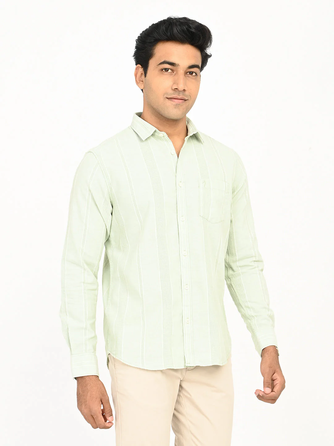 Men's Striped Full Sleeves Cotton Shirt - Image 3