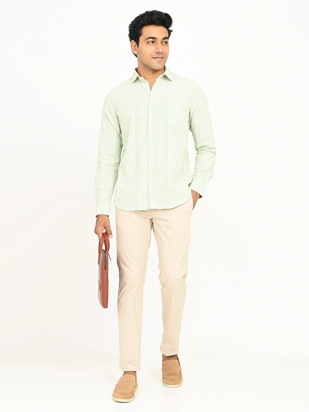 Men's Striped Full Sleeves Cotton Shirt - Image 6