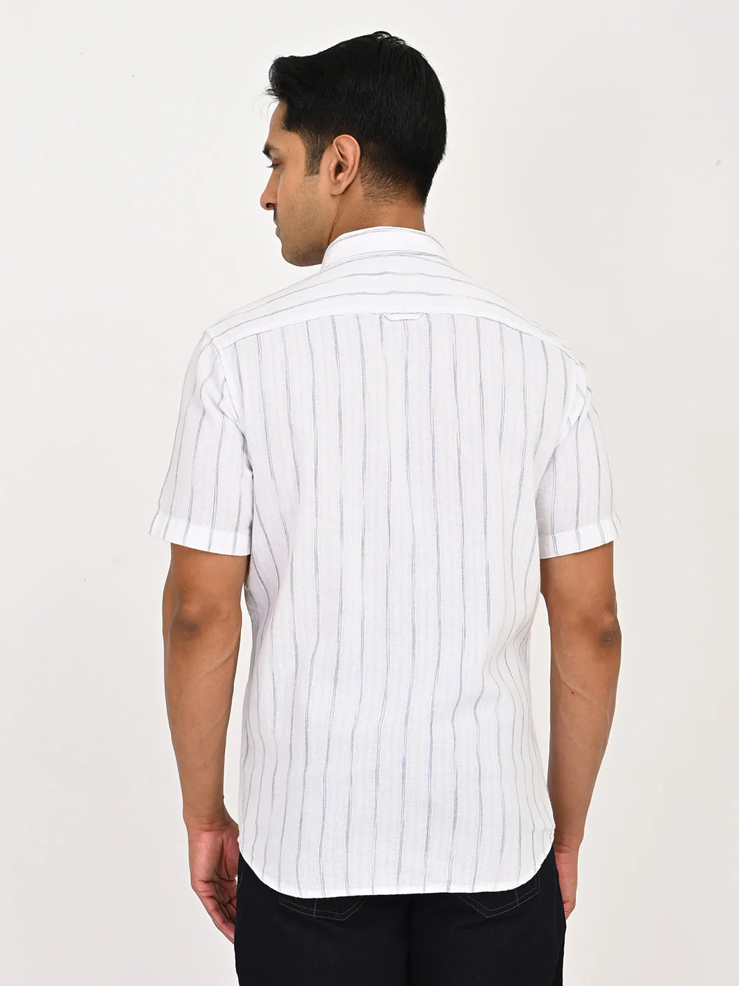 Men's Striped Half Sleeves Cotton Shirt - Image 4